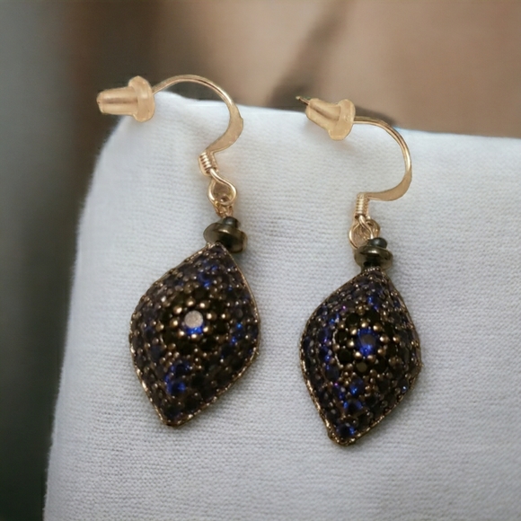 Sapphire Blue & Silver Handcrafted Dangle Earrings - Picture 7 of 9